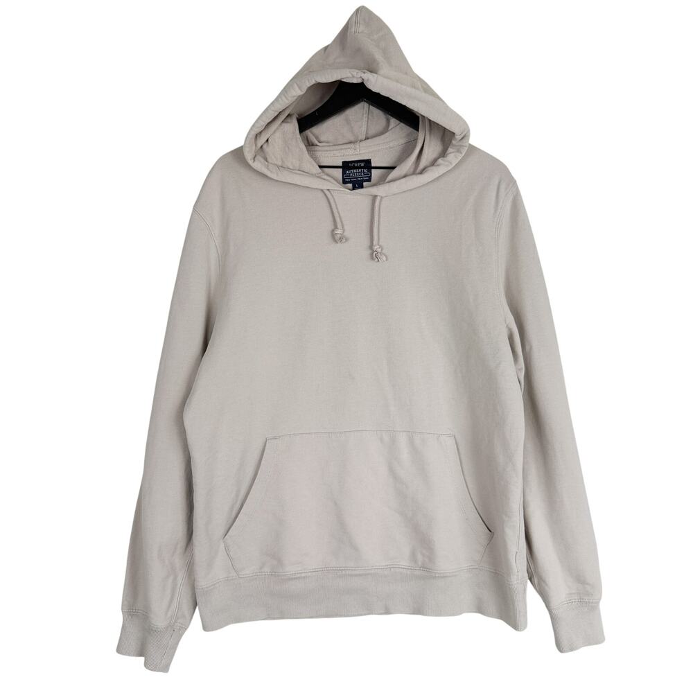 J.Crew Mens Authentic Fleece Pullover Hoodie Taupe Beige - L